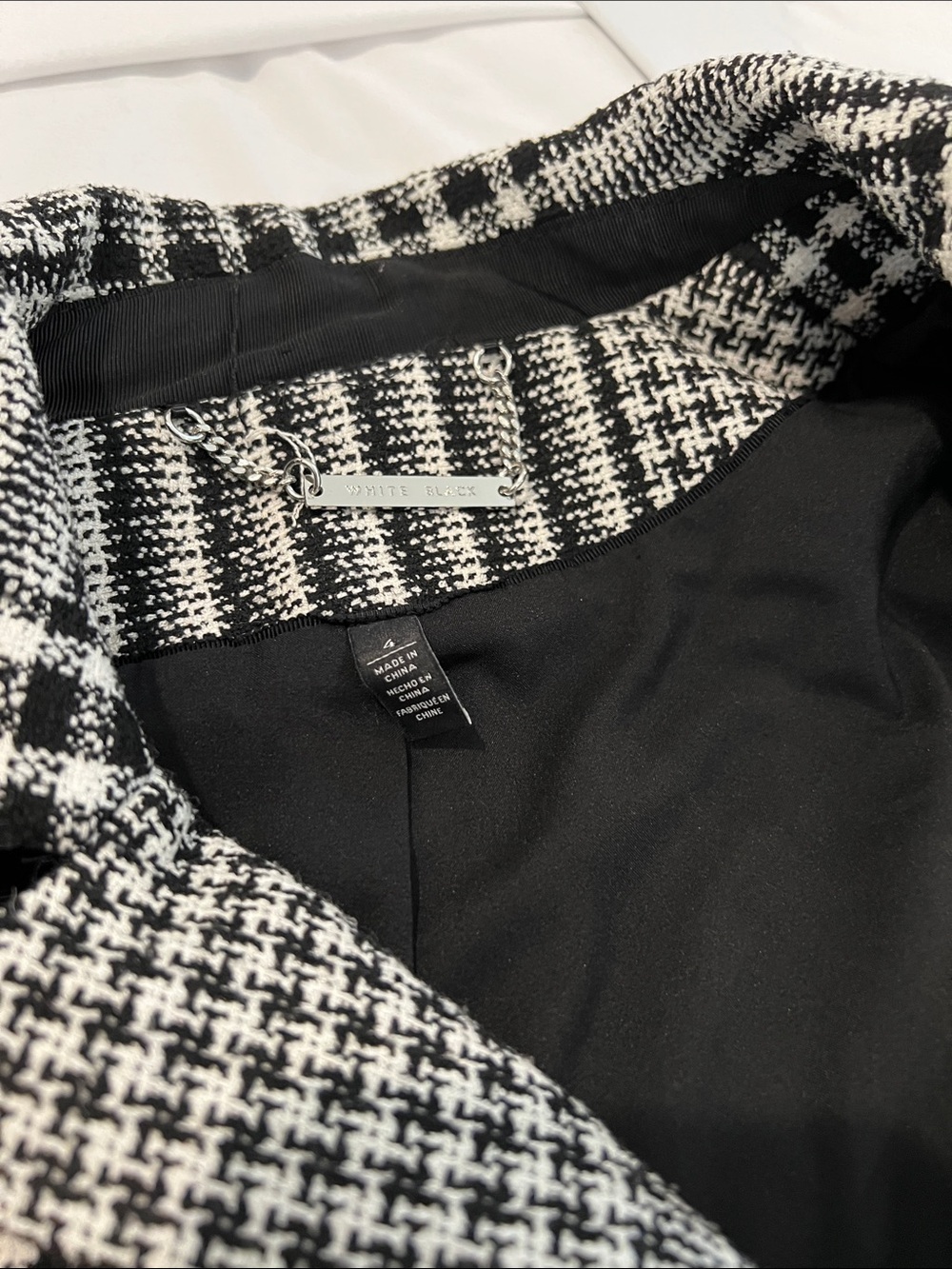 White House Black Market Black & White Plaid Tailored Blazer - Picture 5 of 5